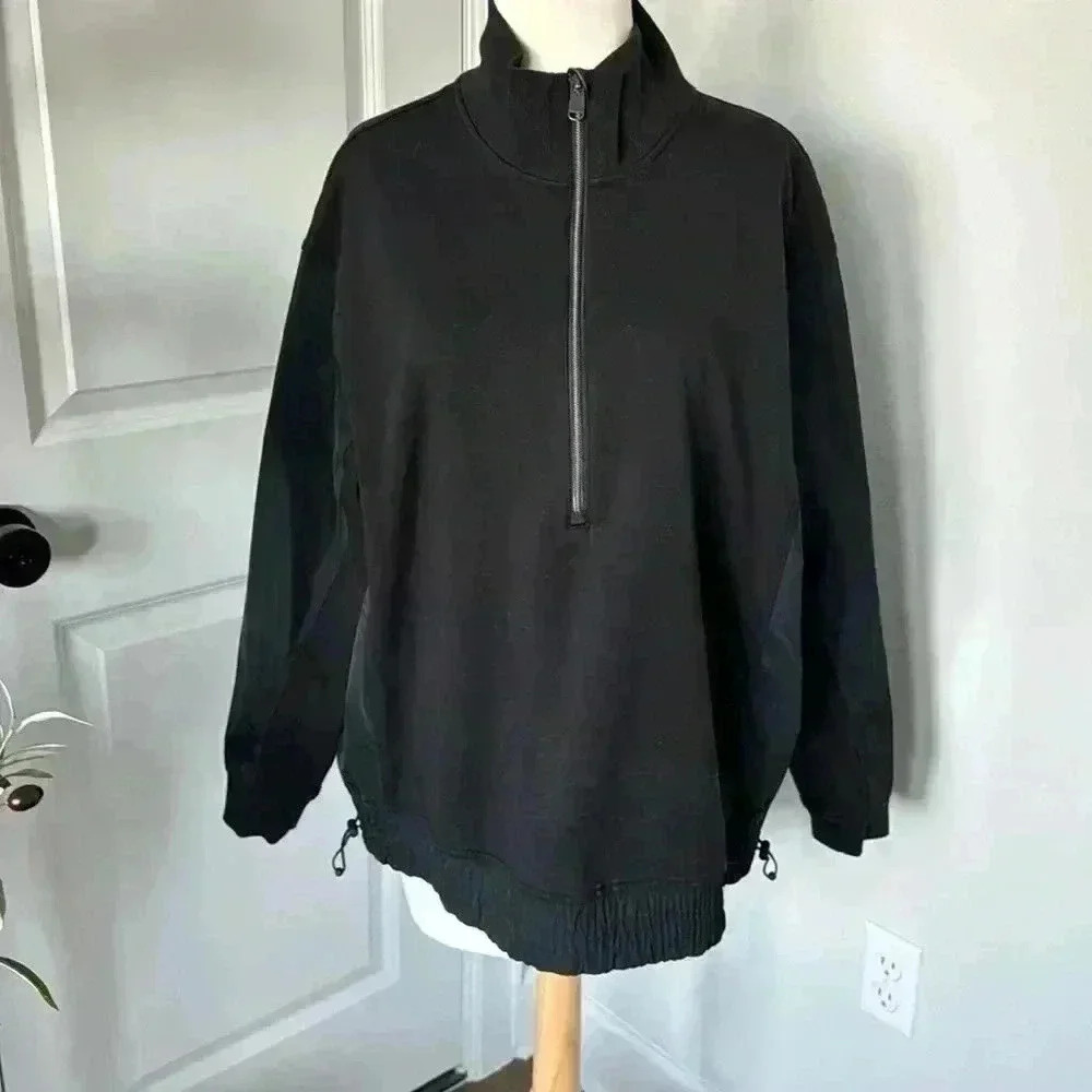 ATHLETA Triumph Hybrid Half Zip Sweatshirt L Large Black Jacket Pullover - Picture 2 of 9